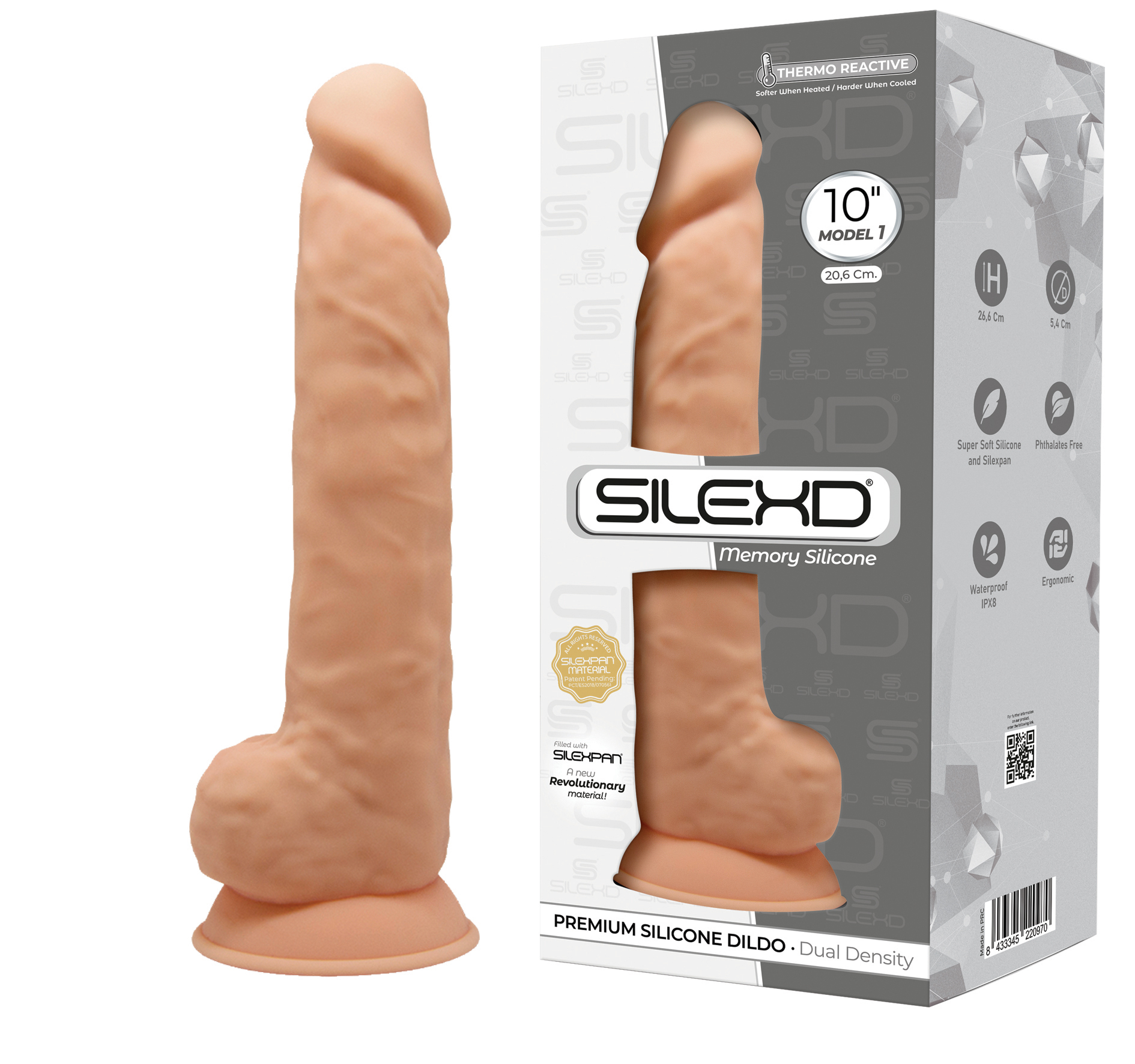 SILEXD Dual Density Silicone Dildo Model 1 Flesh 10 XXXL