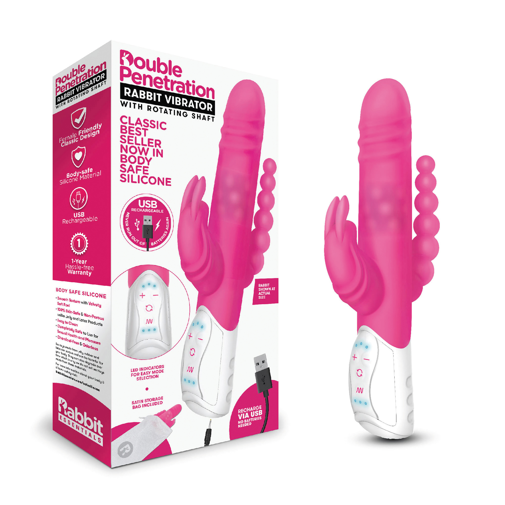 RABBIT ESSENTIALS Double Penetration pink