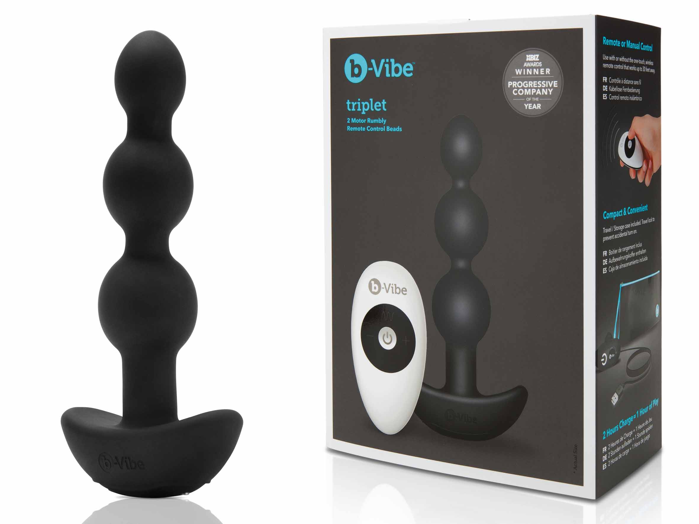 b-Vibe Triplet Anal Beads Black