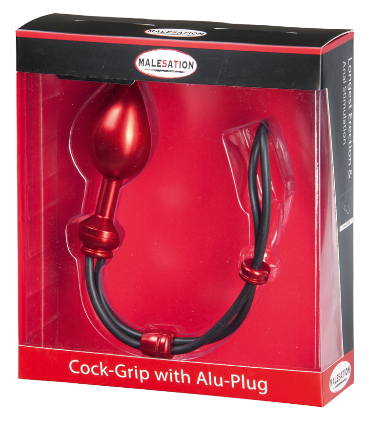 MALESATION Cock-Grip mit Alu-Plug groß, rot