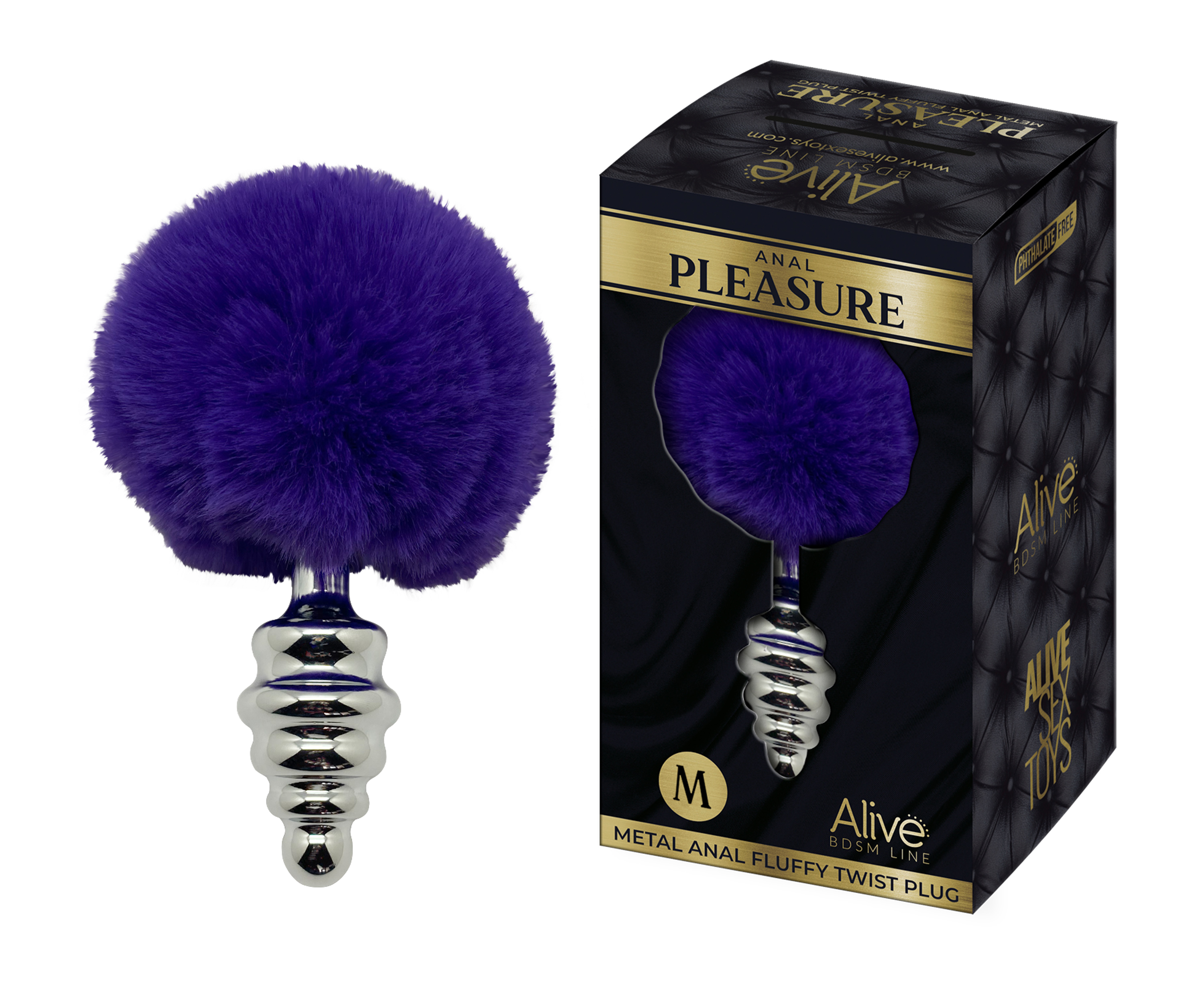 ALIVE Metal Anal Fluffly Twist Plug M Dark Purple