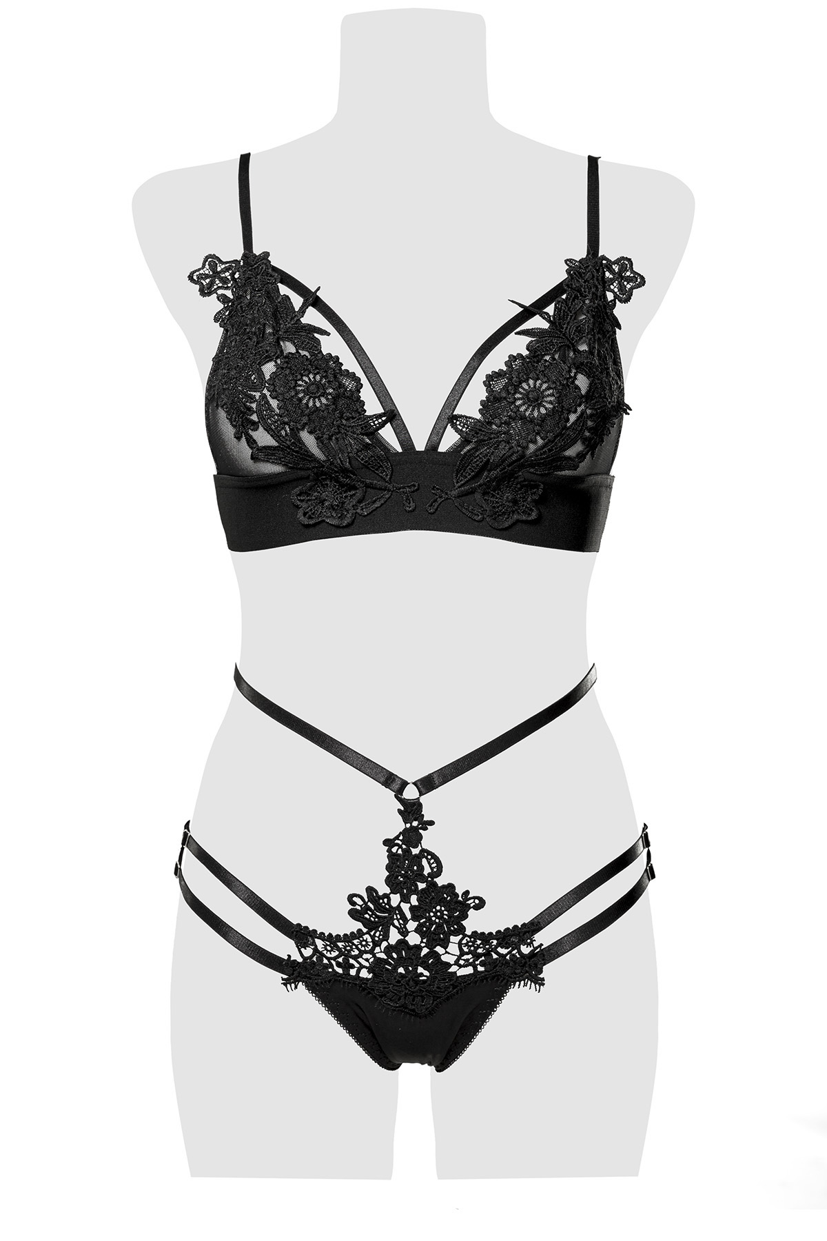 GREY VELVET 2-tlg.Set (Bralette, brazilian Slip) XXXL