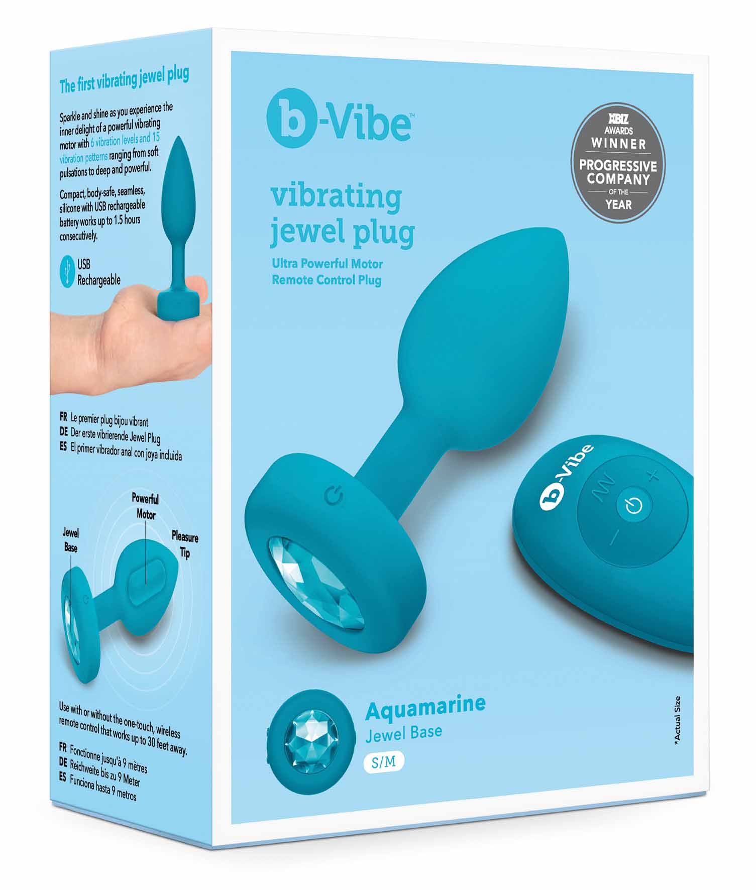 b-Vibe Vibrating Jewel Plug S/M Teal