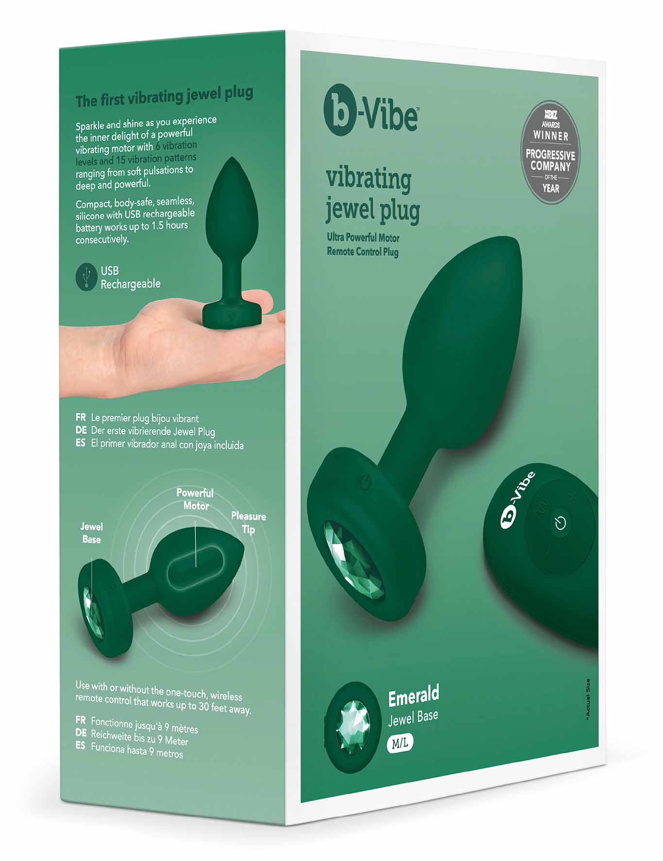 b-Vibe Vibrating Jewel Plug M/L Green