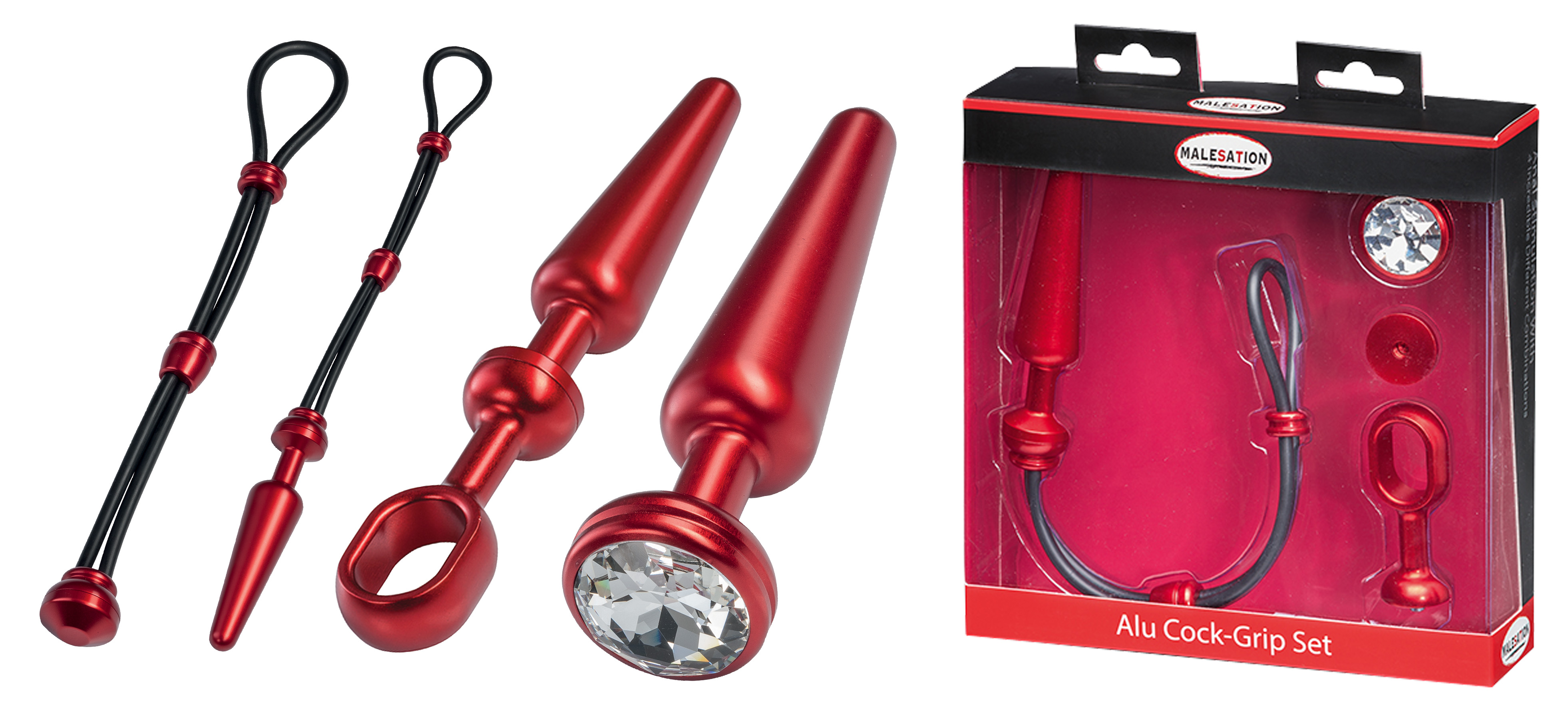 MALESATION Alu-Cock-Grip Set mittel, rot