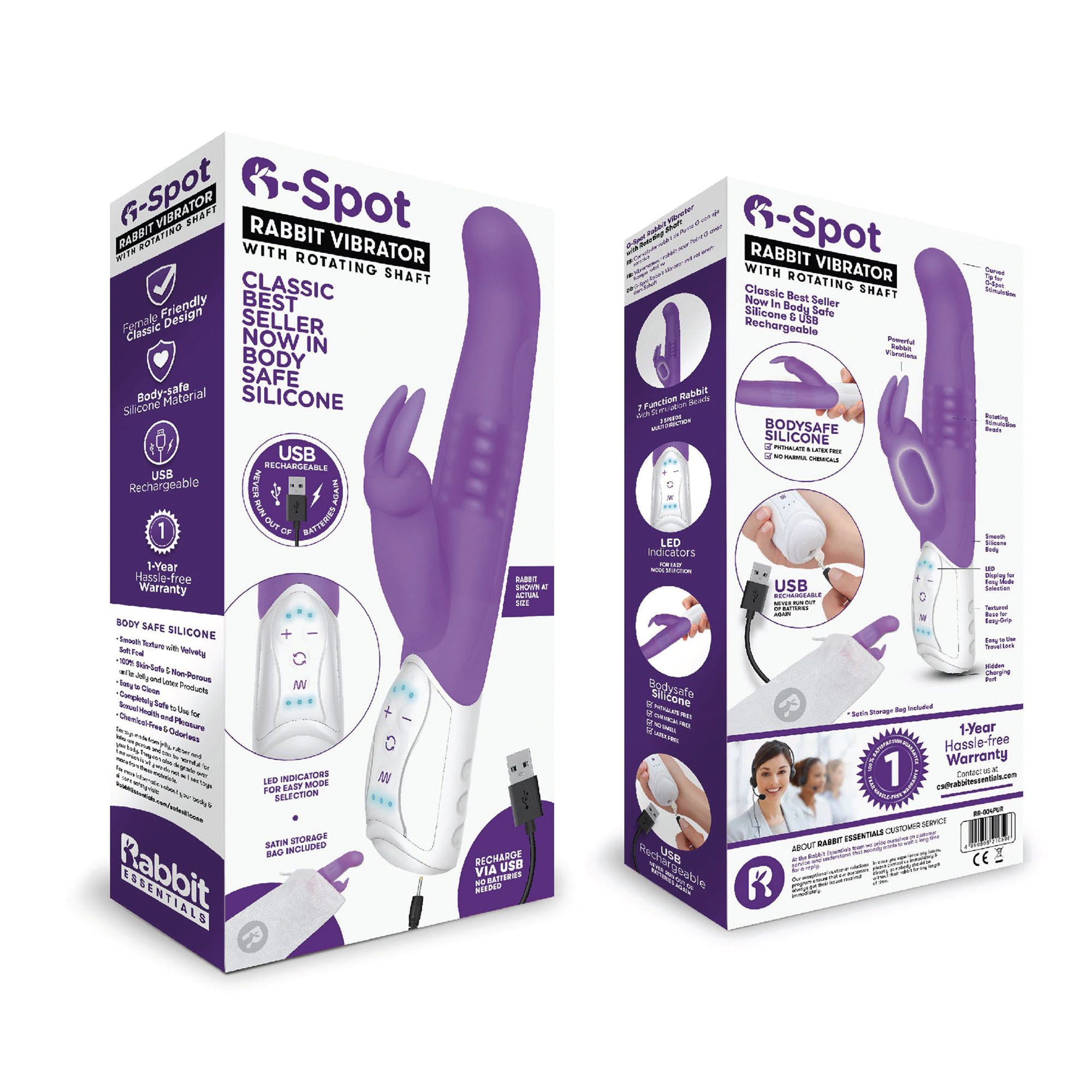 RABBIT ESSENTIALS G-Spot with rotating shaft purple