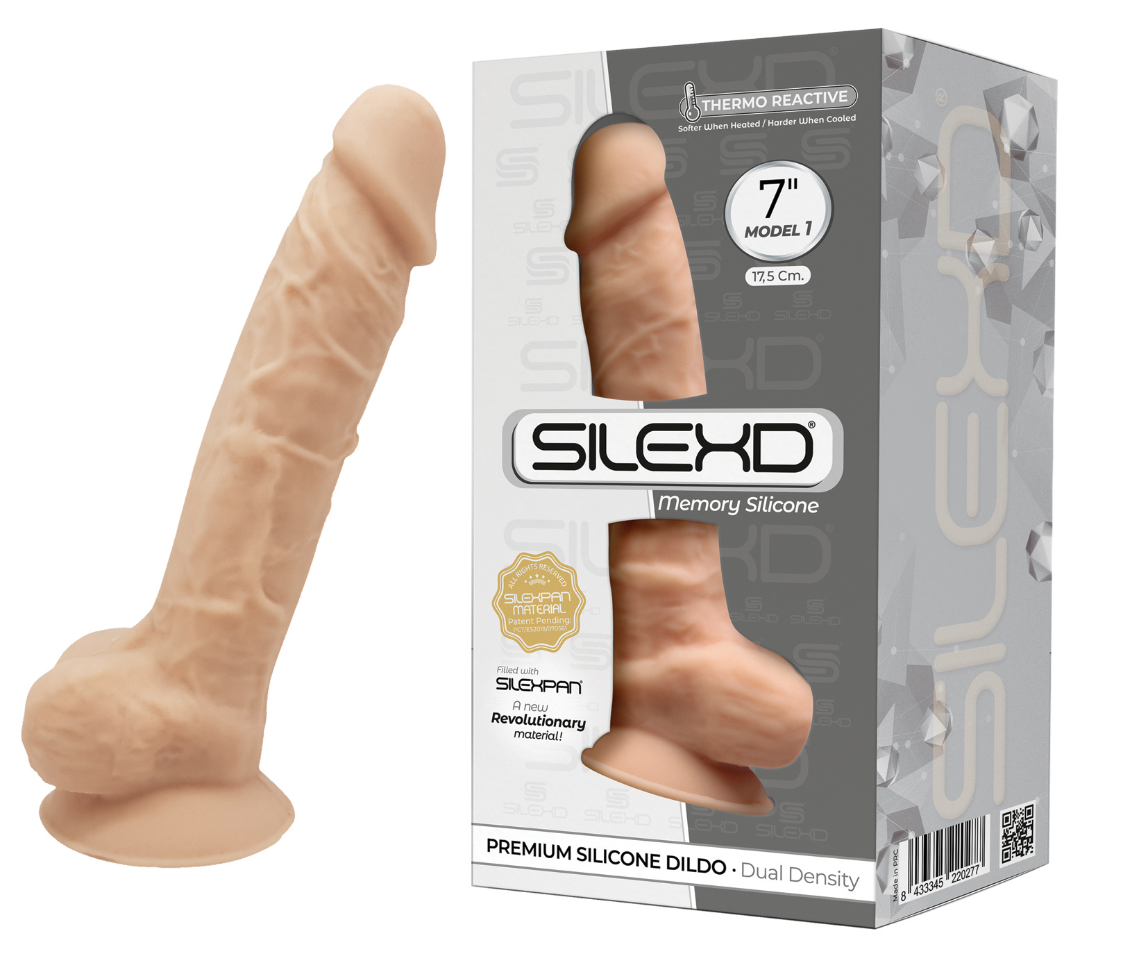 SILEXD Dual Density Silicone Dildo Model 1 flesh (7")