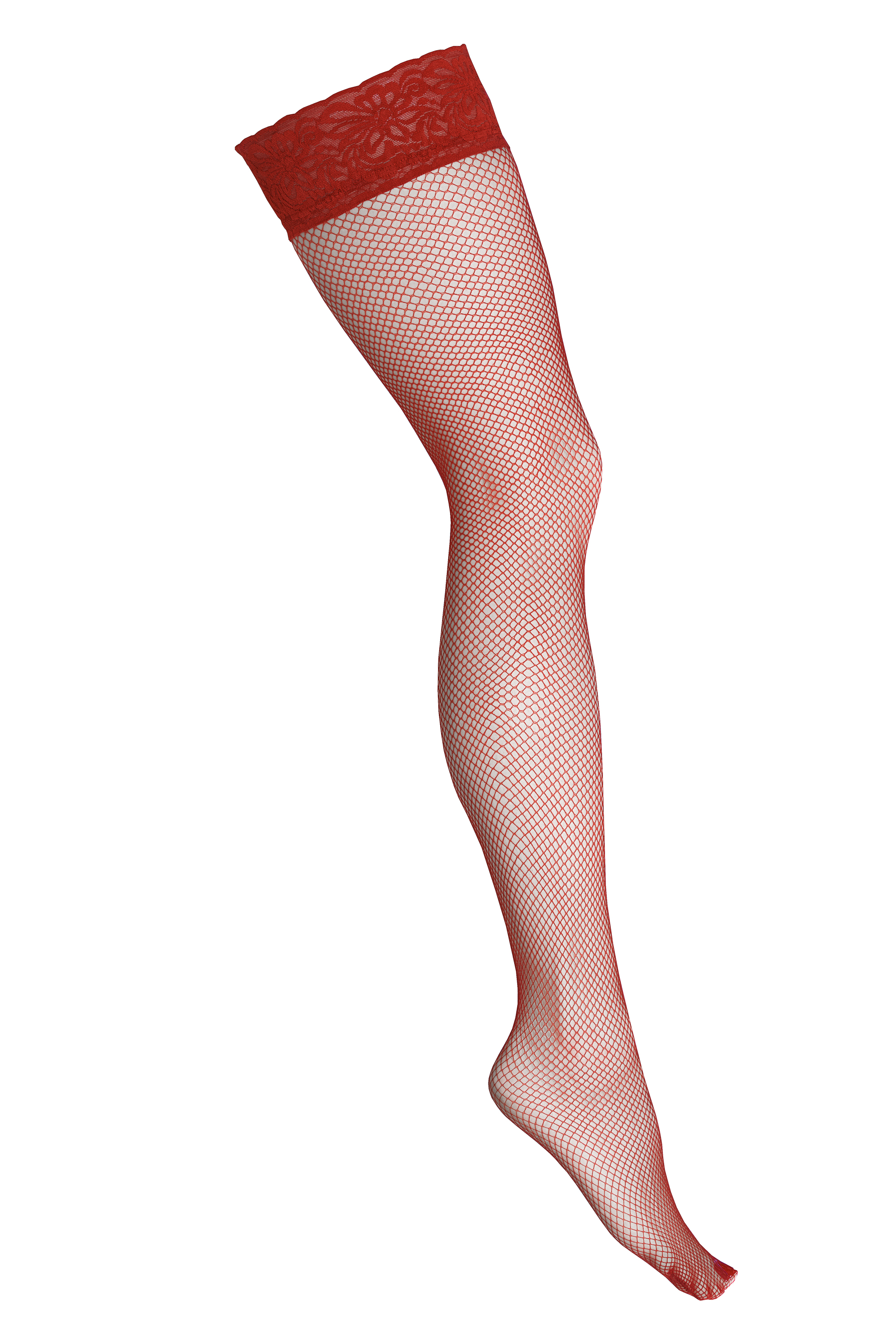 KOTEK Halterlose Strümpfe Fishnet H018 rot L/XL