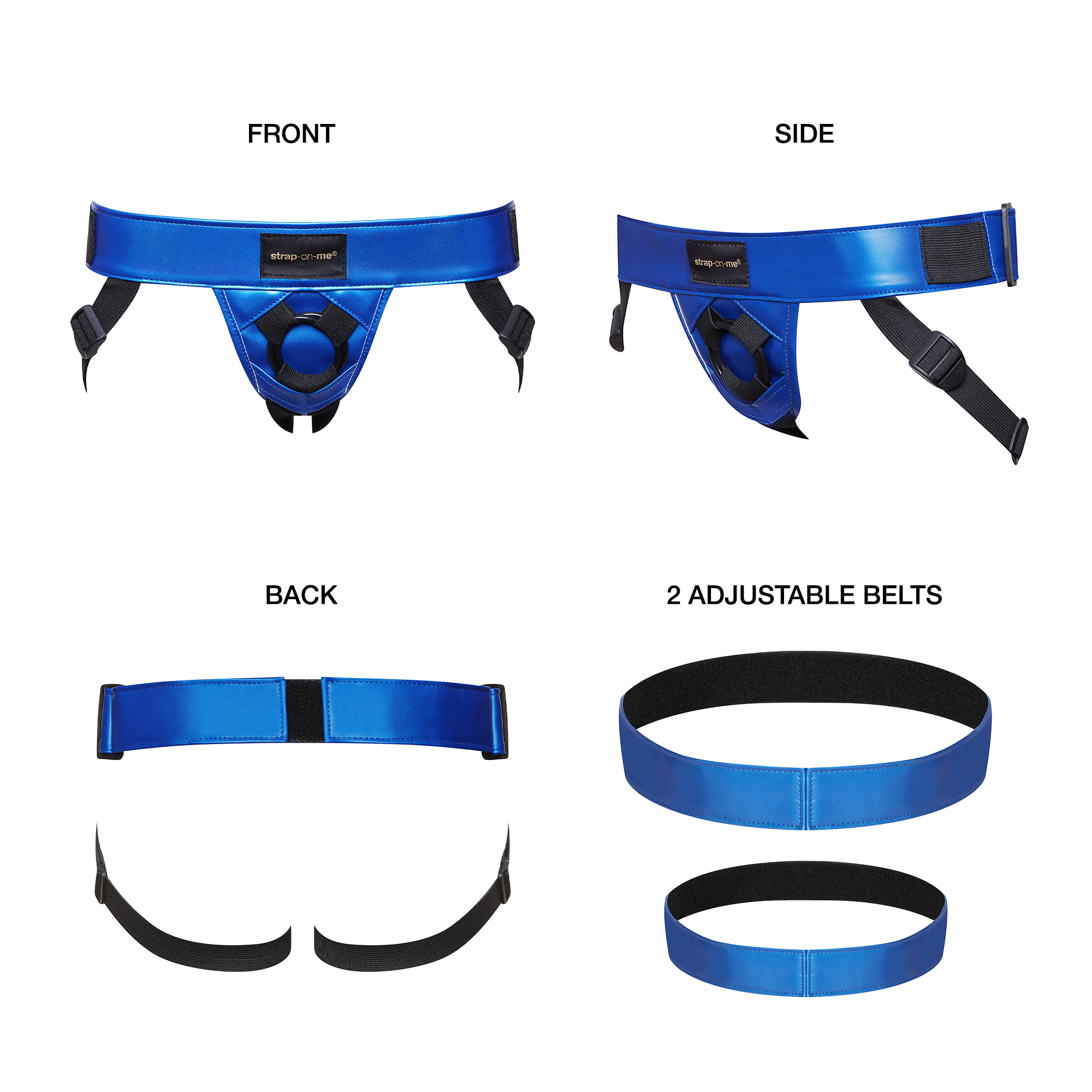 Strap-on-me Leatherette Harness Curious metallic blue