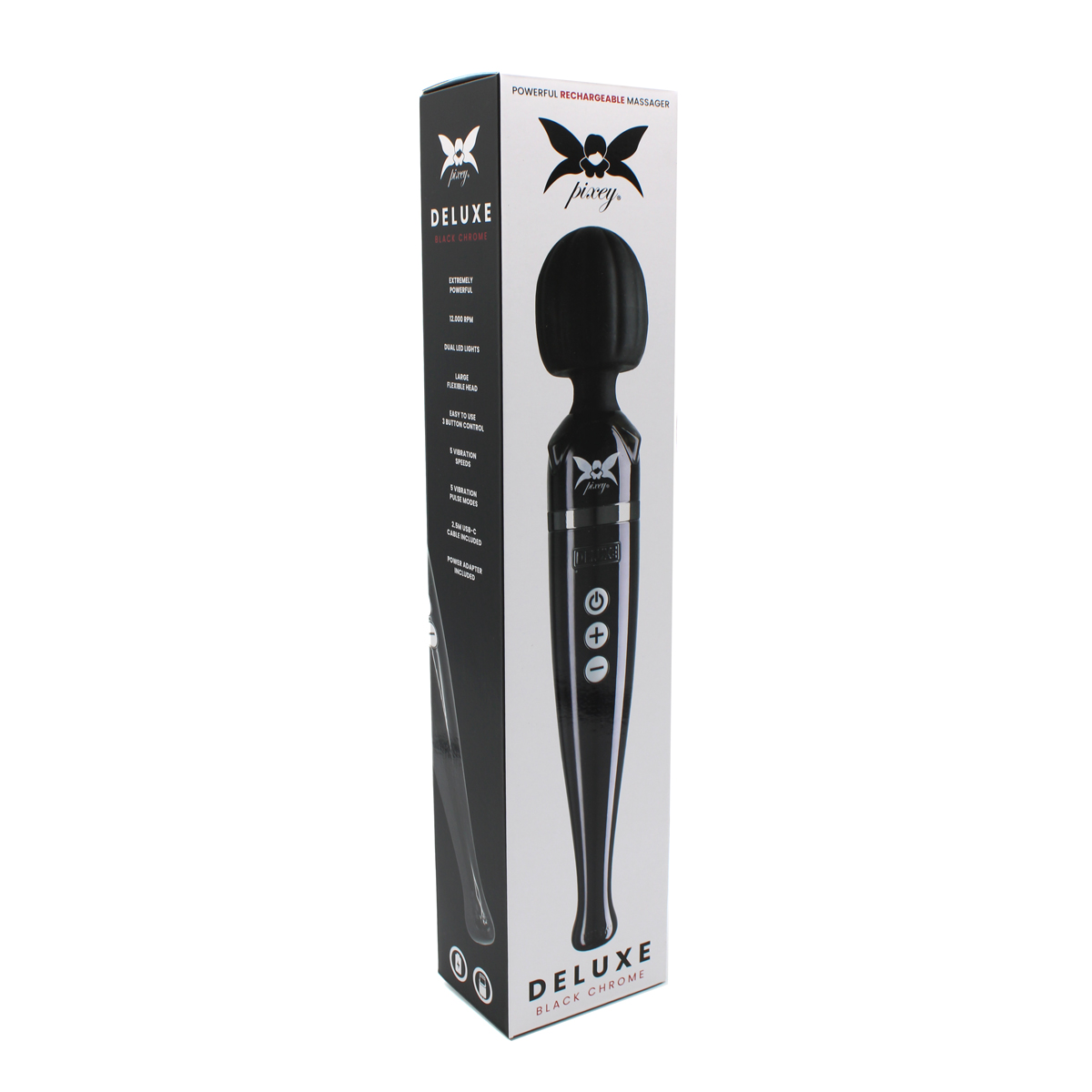 Pixey Deluxe Wand Massager black chrome