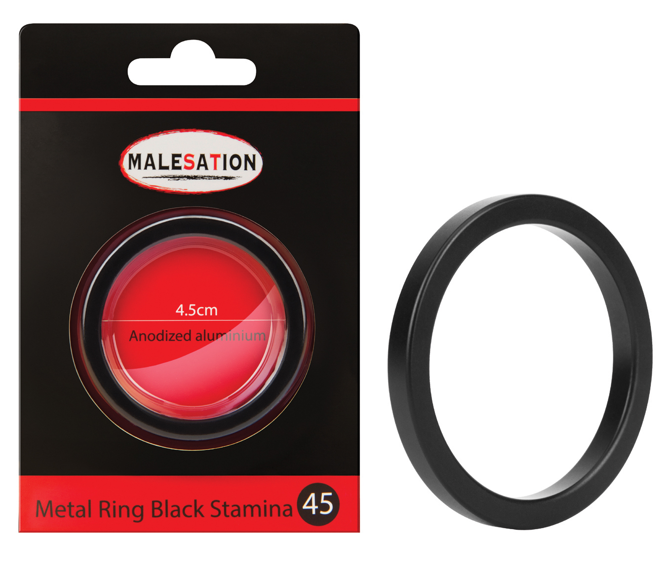 MALESATION Metal Ring Black Stamina 45