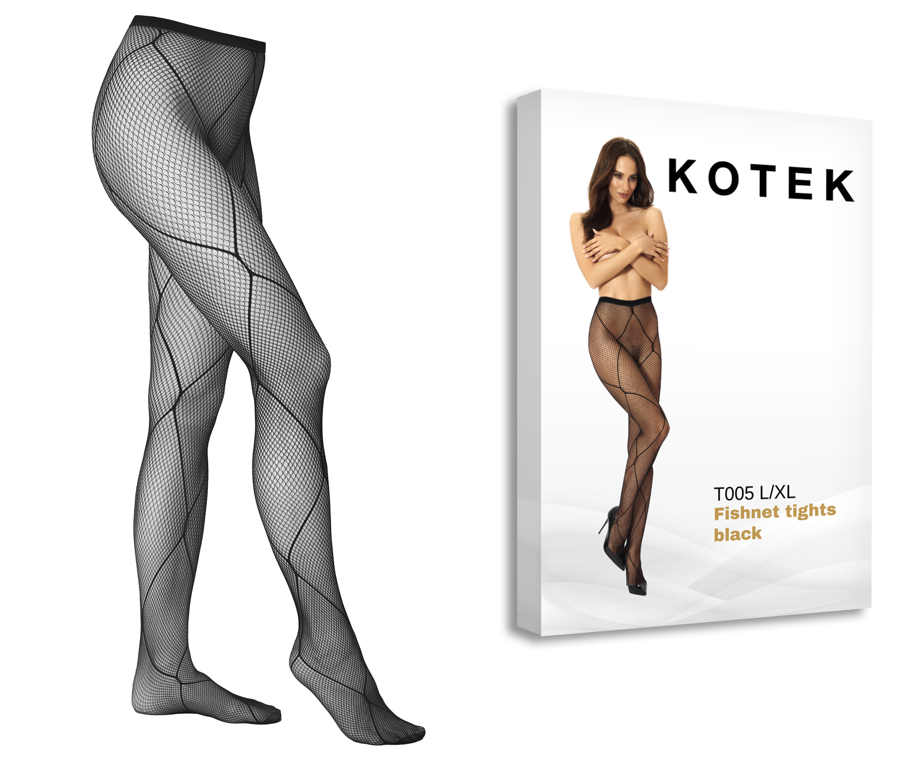 KOTEK Strumpfhose Fishnet T005 schwarz L/XL