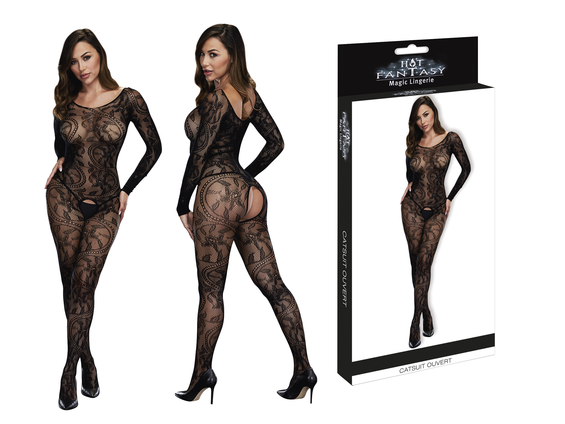 HOT FANTASY Lingerie Longsleeve Crotchless Bodystocking