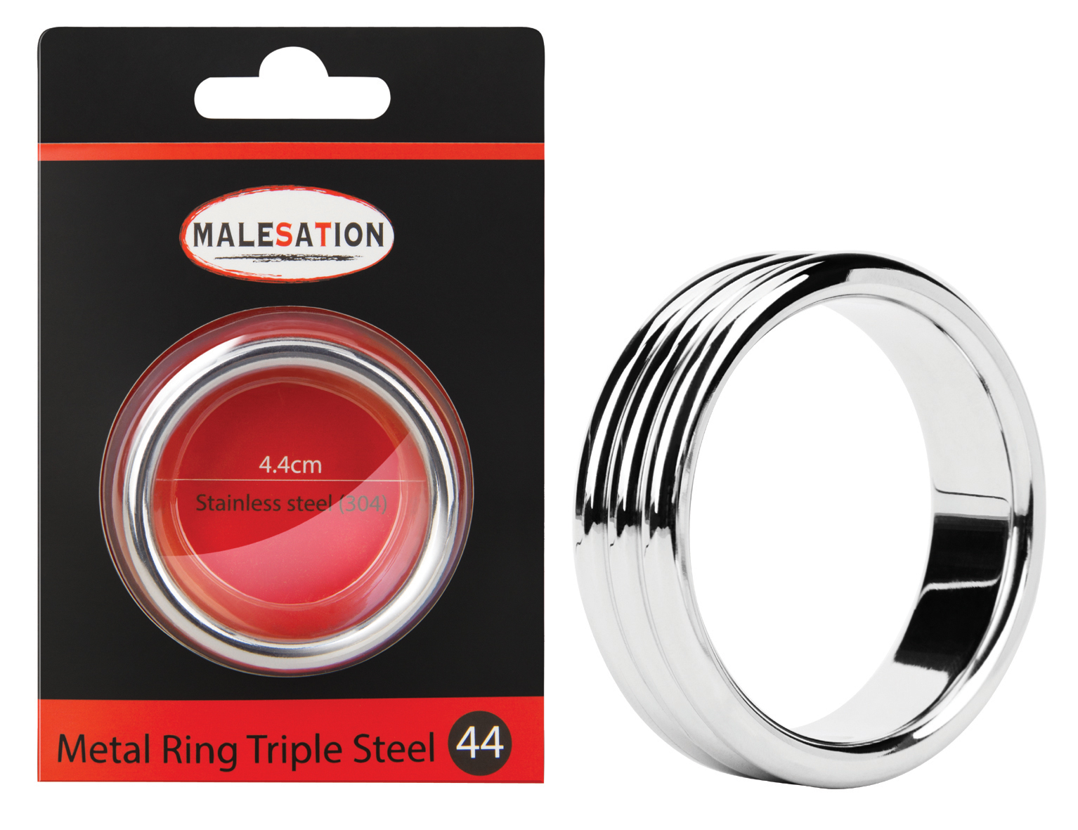 MALESATION Metal Ring Triple Steel 44