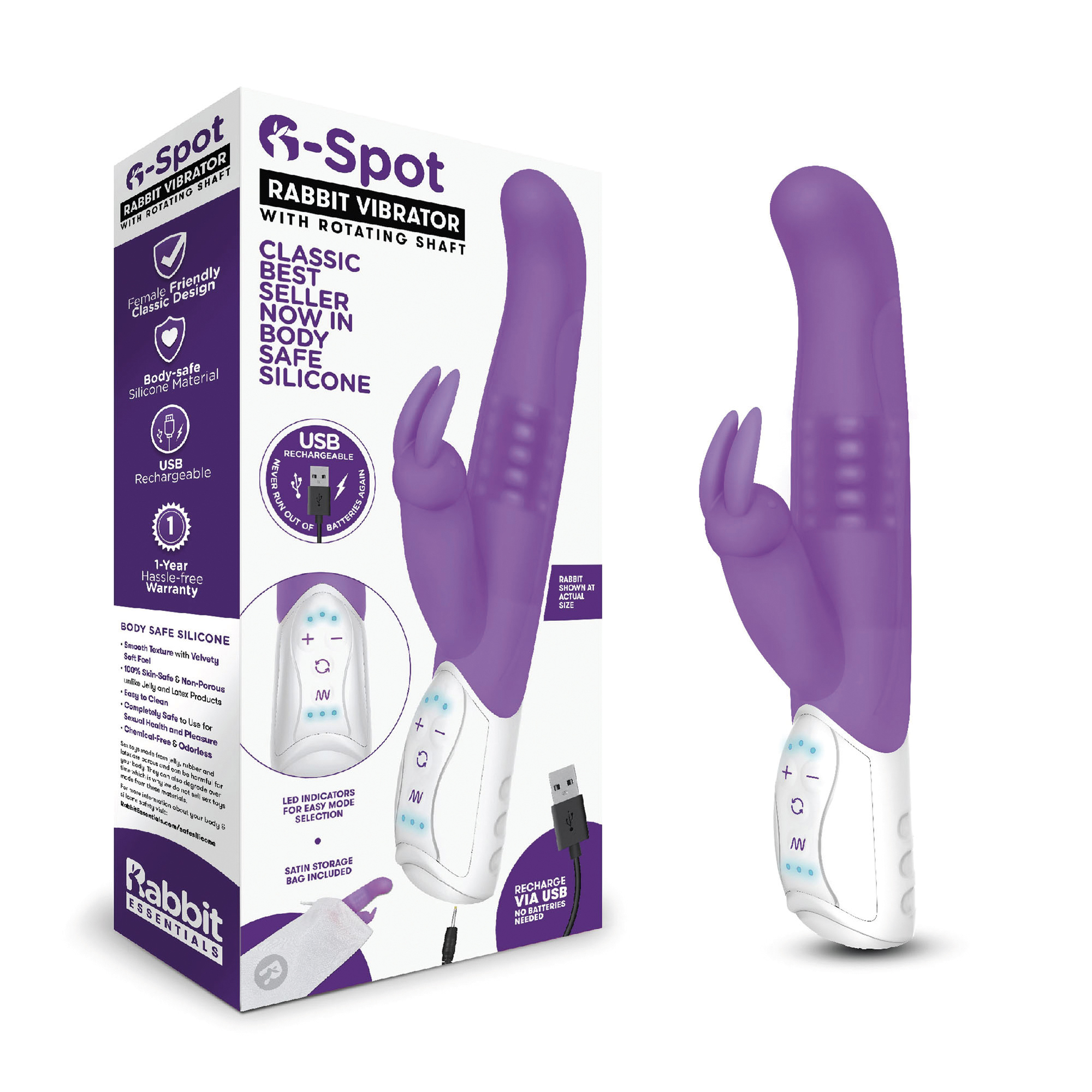 RABBIT ESSENTIALS G-Spot with rotating shaft purple