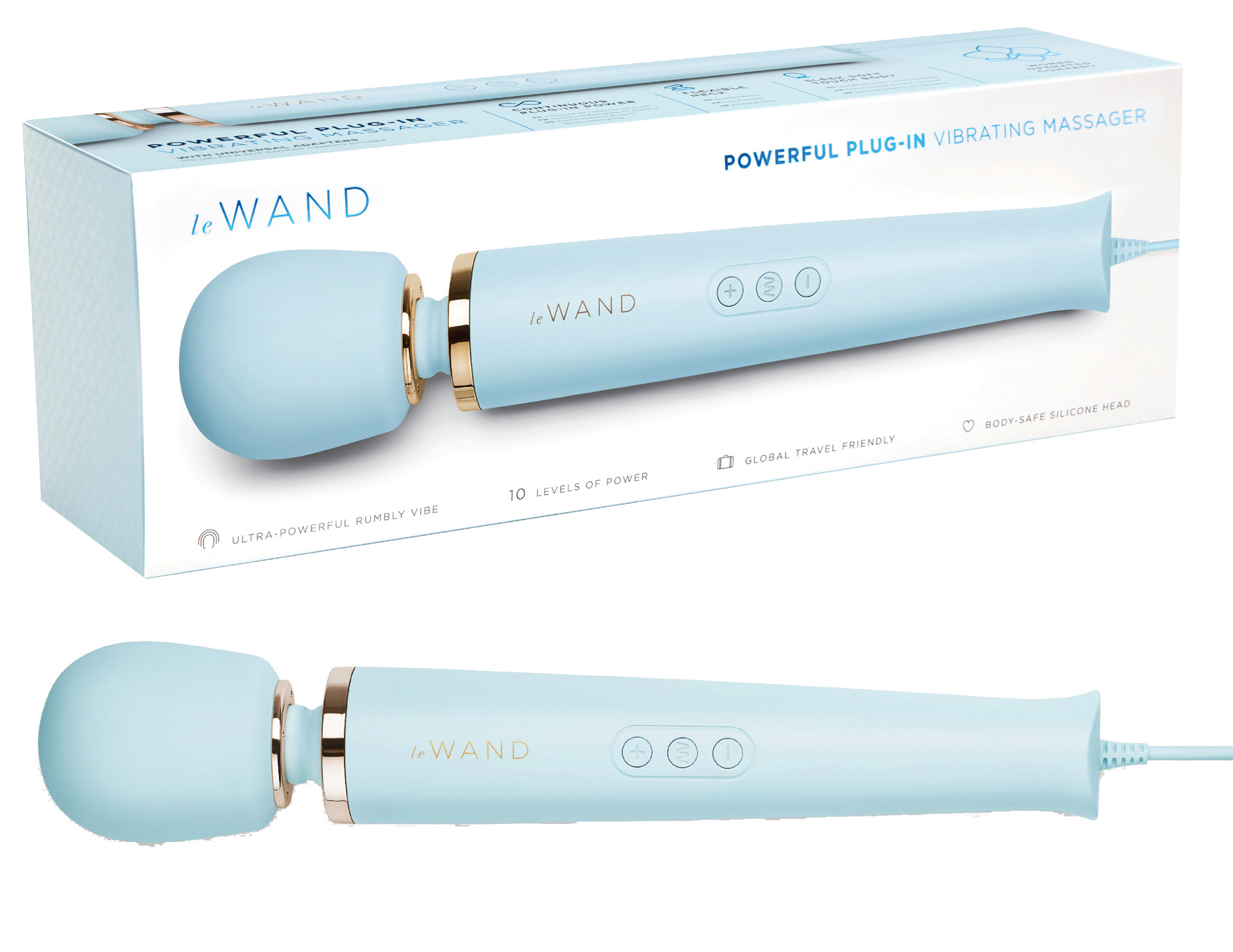 Le Wand Powerful Plug-In Vibrating Massager Sky Blue