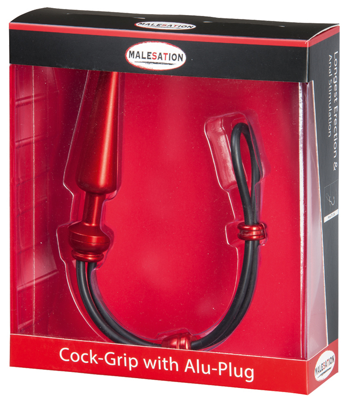 MALESATION Cock-Grip mit Alu-Plug mittel, rot