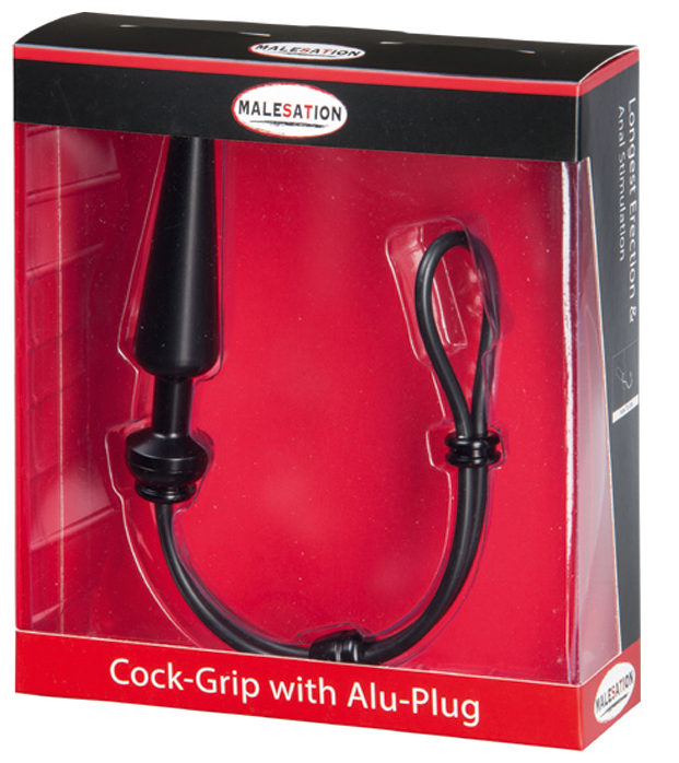 MALESATION Cock-Grip mit Alu-Plug mittel, schwarz