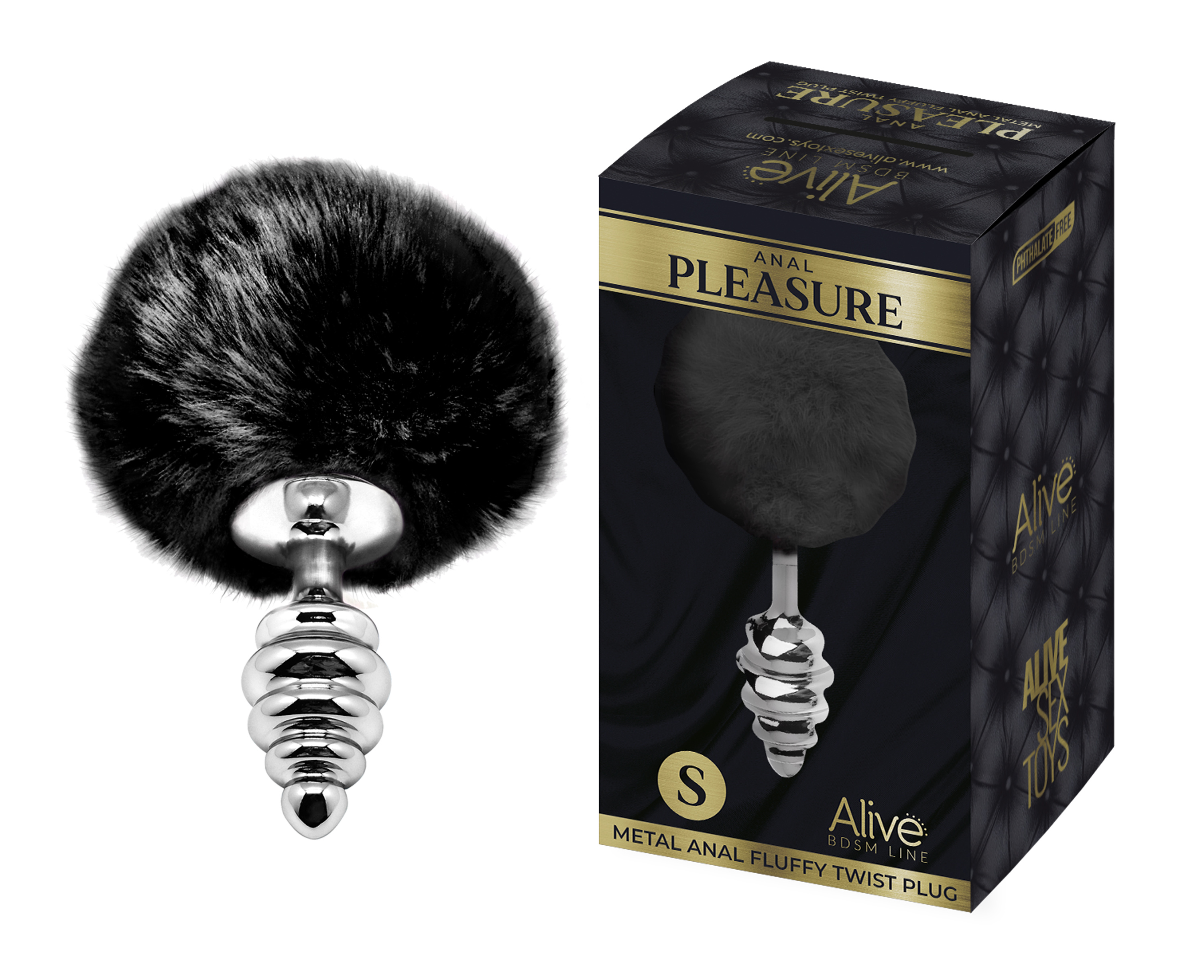 ALIVE Metal Anal Fluffly Twist Plug S Black